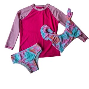 Member's Mark Toddler Youth Girls 3 Piece Rashguard Swim Suit Set Laguna M 7/8